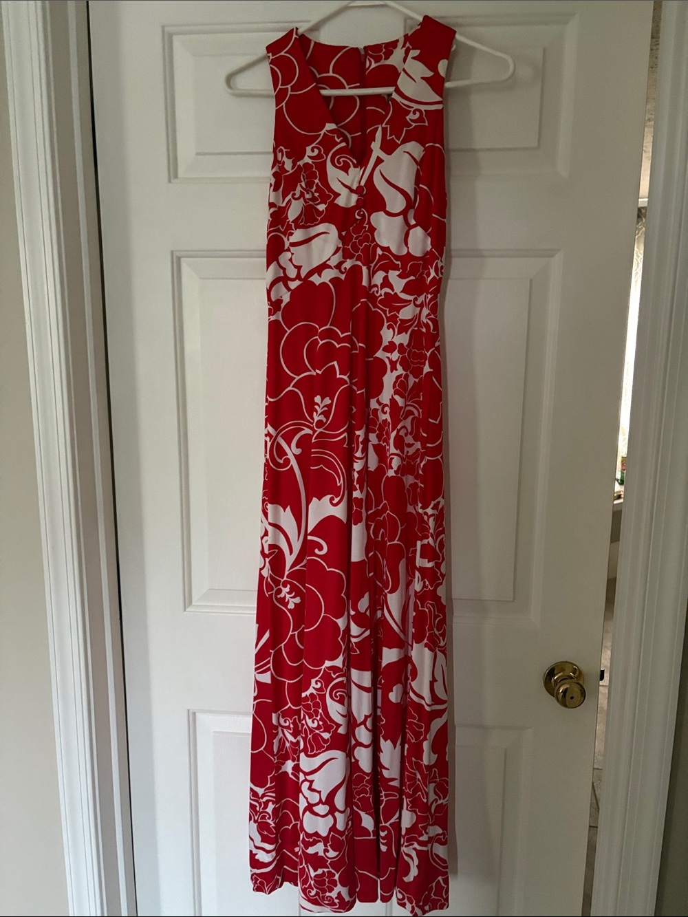 Vintage-Saks Fifth Avenue Red and White Floral Maxi Dress